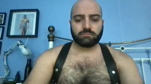 Snapshot of hairyleatherguy chatting on February 12, 12:01 pm Hairy Guy online show from February 12, 12:01 pm